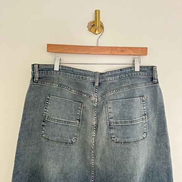 KUT From The Kloth Rose Button Front Denim Straight Skirt Blue 14 - Picture 10 of 13